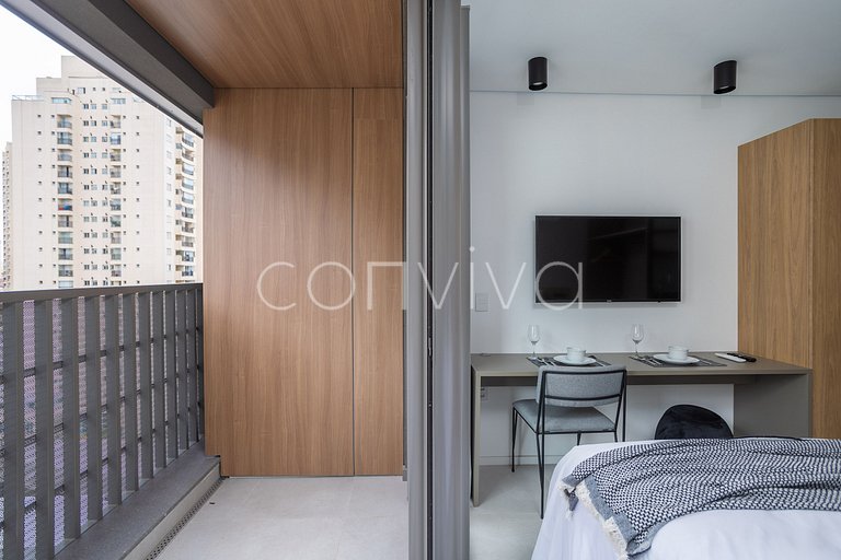 LUM1319 Studio moderno de 25m² com varanda e lazer