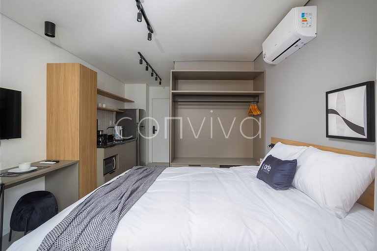 LUM1319 Studio moderno de 25m² com varanda e lazer
