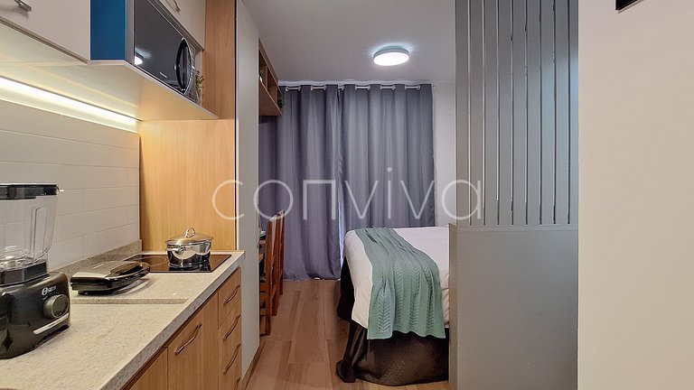HPP603 Studio c/ varanda e piscina no Paraíso