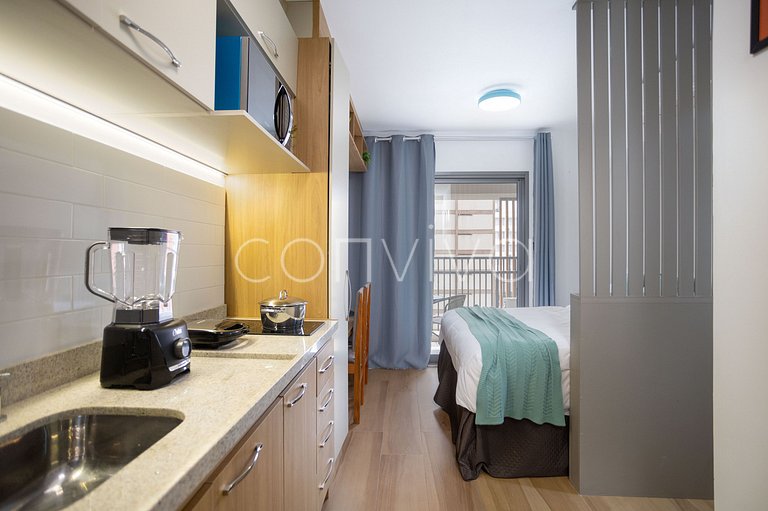 HPP603 Studio c/ varanda e piscina no Paraíso