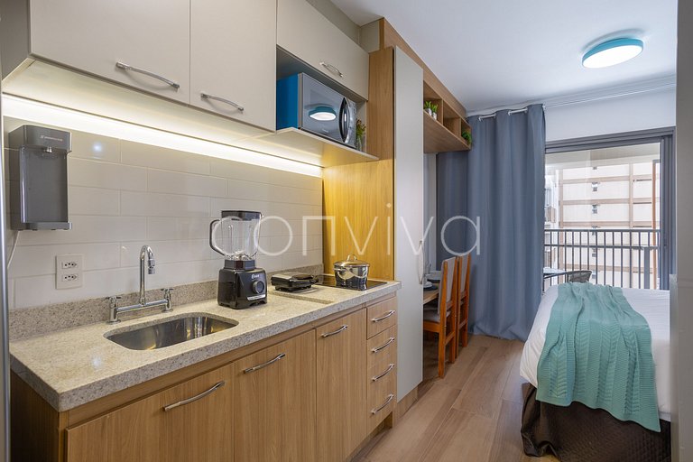 HPP603 Studio c/ varanda e piscina no Paraíso