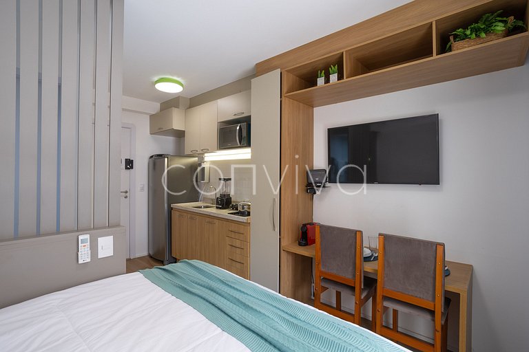 HPP603 Studio c/ varanda e piscina no Paraíso
