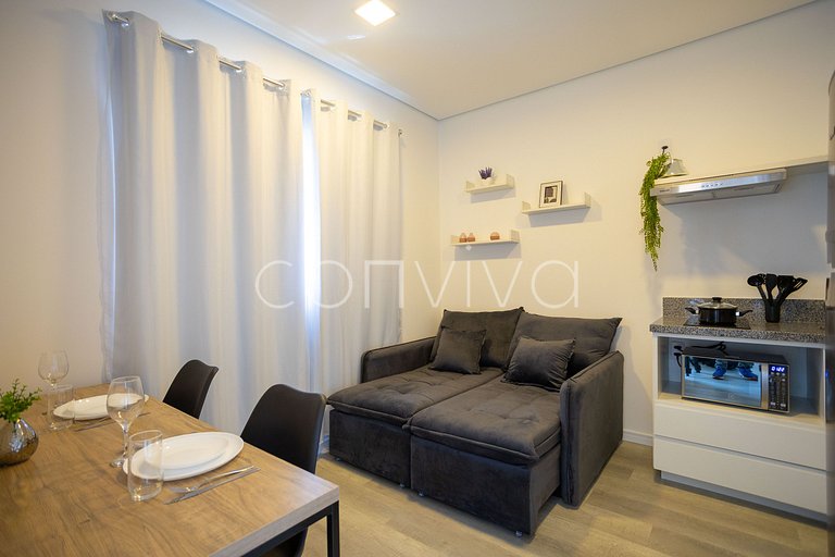 AD1001 Studio novo 27m² c/ ar e Wi-Fi na Berrini