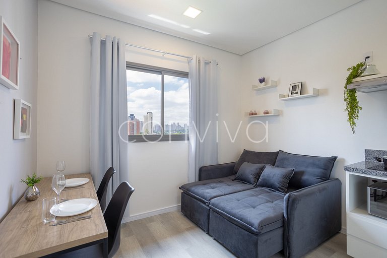 AD1001 Studio novo 27m² c/ ar e Wi-Fi na Berrini