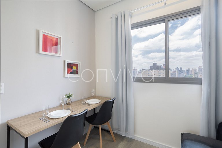 AD1001 Studio novo 27m² c/ ar e Wi-Fi na Berrini