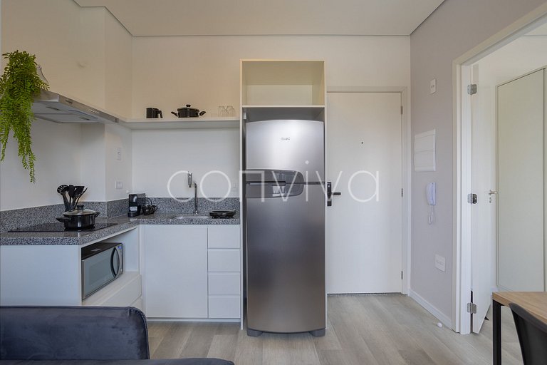 AD1001 Studio novo 27m² c/ ar e Wi-Fi na Berrini