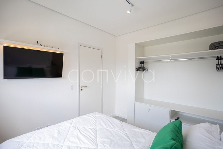 AD1001 Studio novo 27m² c/ ar e Wi-Fi na Berrini