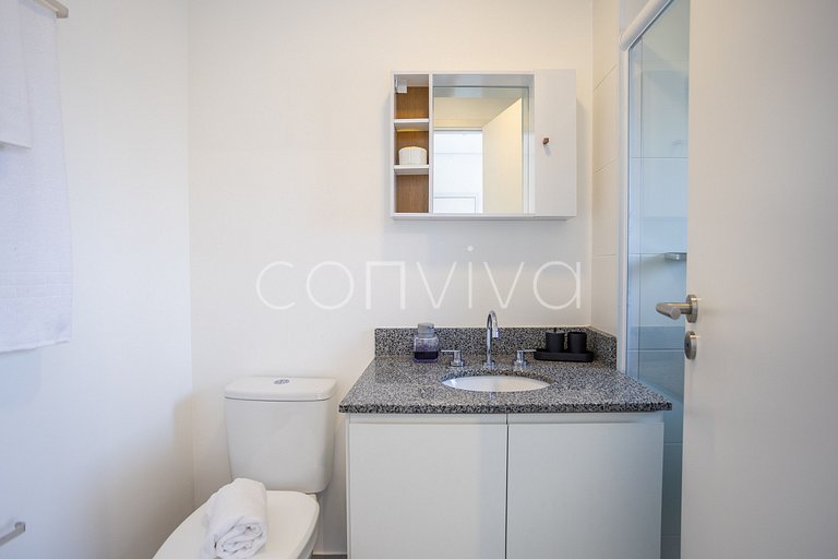 AD1001 Studio novo 27m² c/ ar e Wi-Fi na Berrini