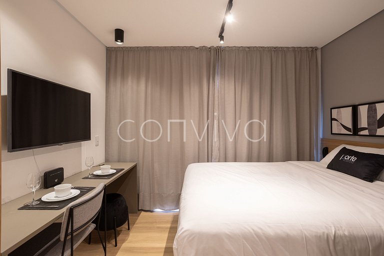 LUM0704 Studio 25m² c/ varanda, piscina e academia