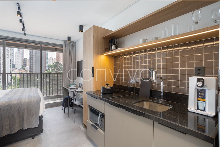 LUM0705 Studio 25m² c/ varanda, piscina e academia