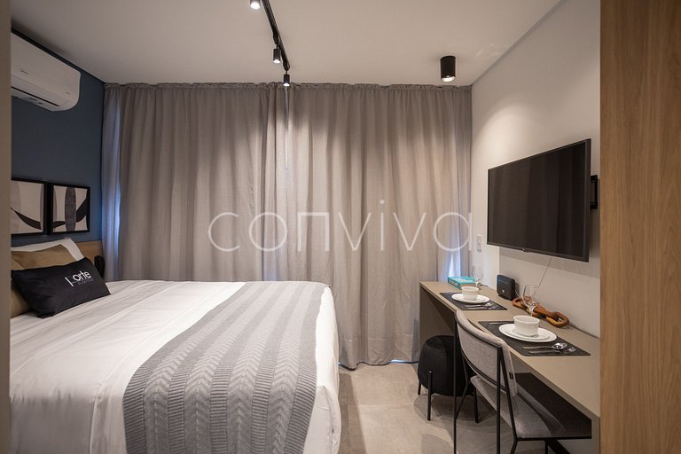 LUM0705 Studio 25m² c/ varanda, piscina e academia