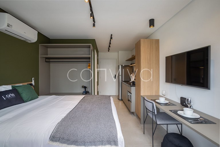 LUM0620 Studio 25m² c/ varanda, piscina e academia