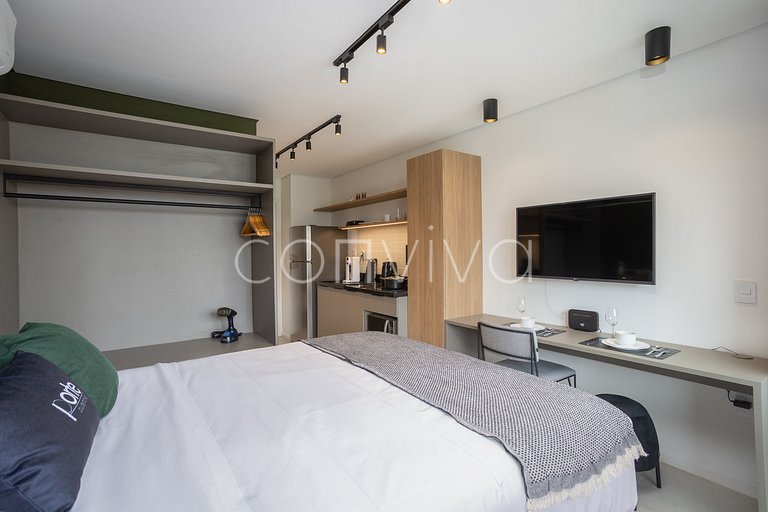 LUM0620 Studio 25m² c/ varanda, piscina e academia