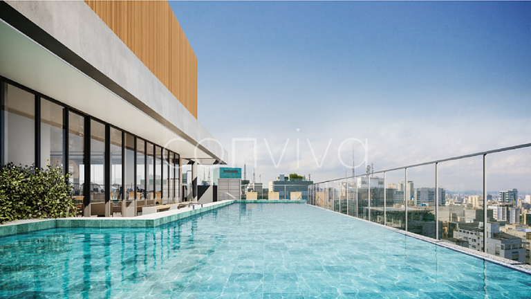 HPP603 Studio c/ varanda e piscina no Paraíso