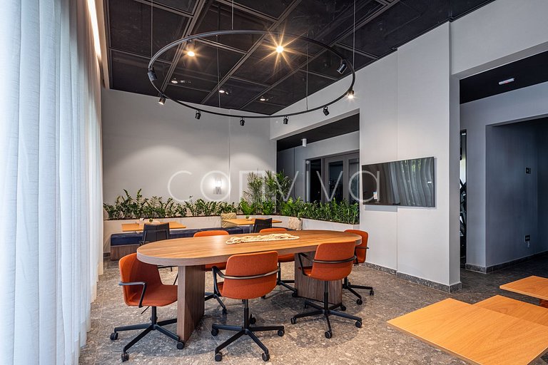 AD1001 Studio novo 27m² c/ ar e Wi-Fi na Berrini