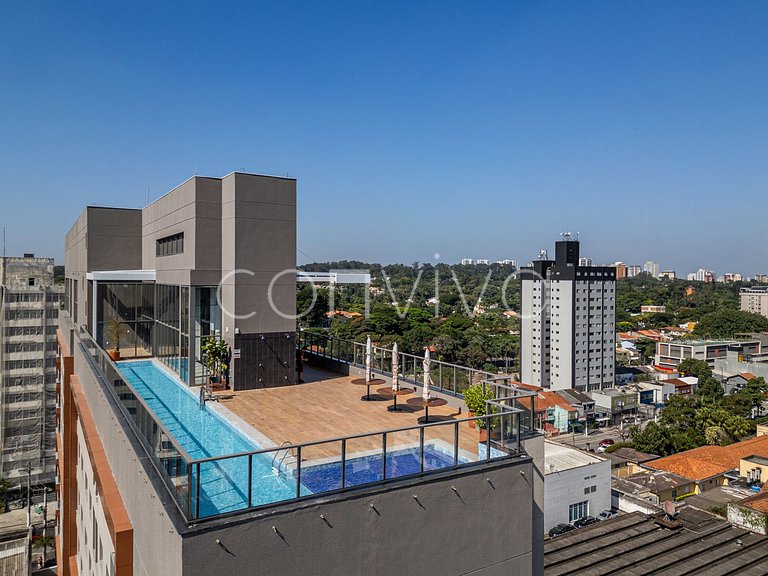 AD1001 Studio novo 27m² c/ ar e Wi-Fi na Berrini