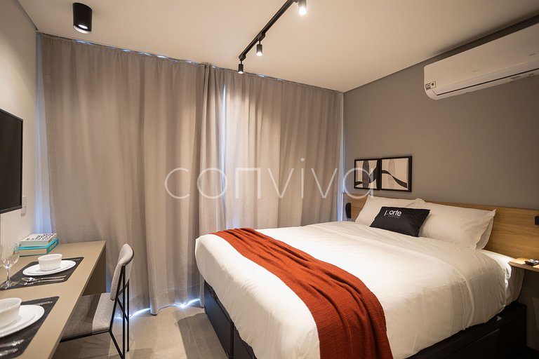 LUM1008 Studio moderno com varanda e lazer SP