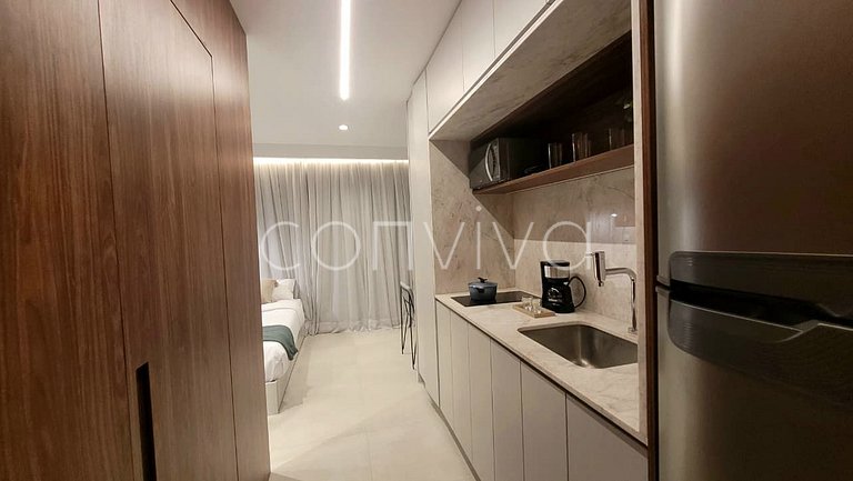 LUM1301 Studio moderno com varanda e lazer SP