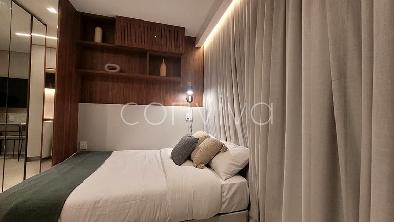 LUM1301 Studio moderno com varanda e lazer SP