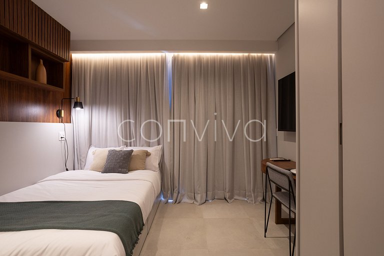 LUM1301 Studio moderno com varanda e lazer SP