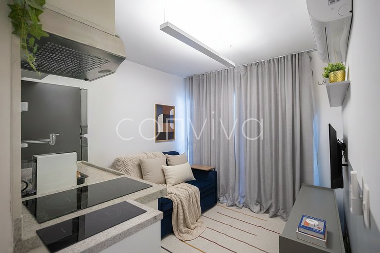 WM031 Apt c/ AC, cozinha equipada e Wi‑Fi | Moema