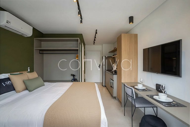 LUM0812 Studio c/ ar-condicionado, Wi‑Fi | Tatuapé