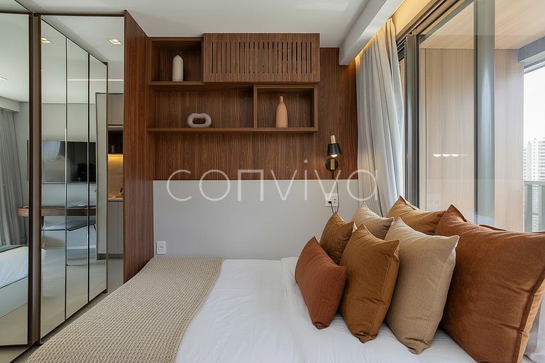 LUM1301 Studio novinho no Tatuapé | Varanda e WiFi