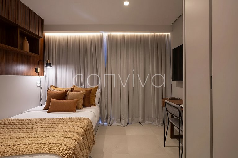 LUM1301 Studio novinho no Tatuapé | Varanda e WiFi