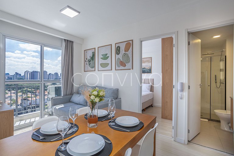 COMP0917 02 quartos | Moema | Wi-fi + vista livre