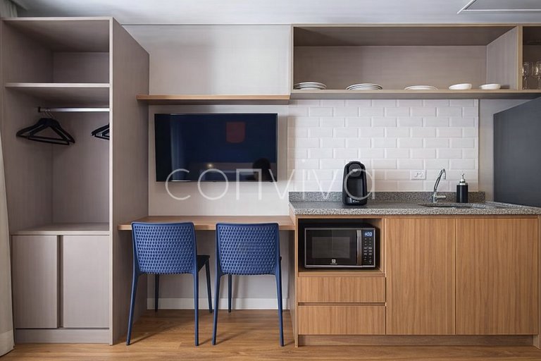 ZPB1139 Studio novo no Brooklin | Wi-fi + varanda