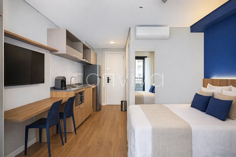 ZPB1139 Studio novo no Brooklin | Wi-fi + varanda