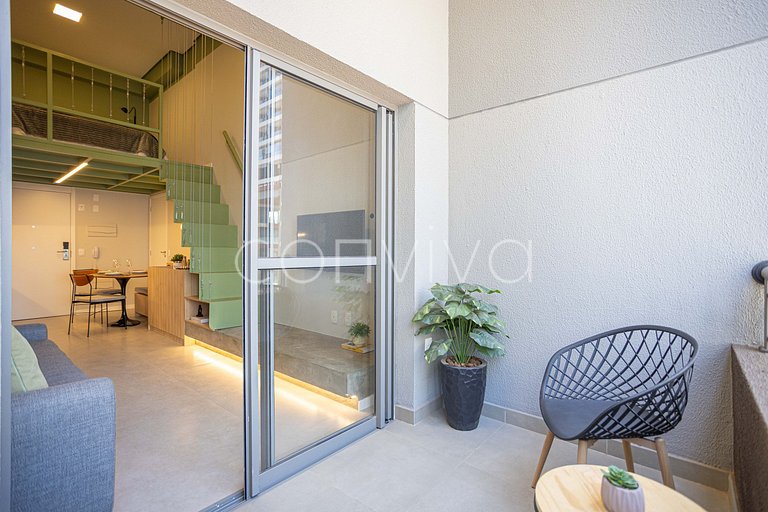 HL0402 Duplex novo | 34m² c/ varanda | Pinheiros