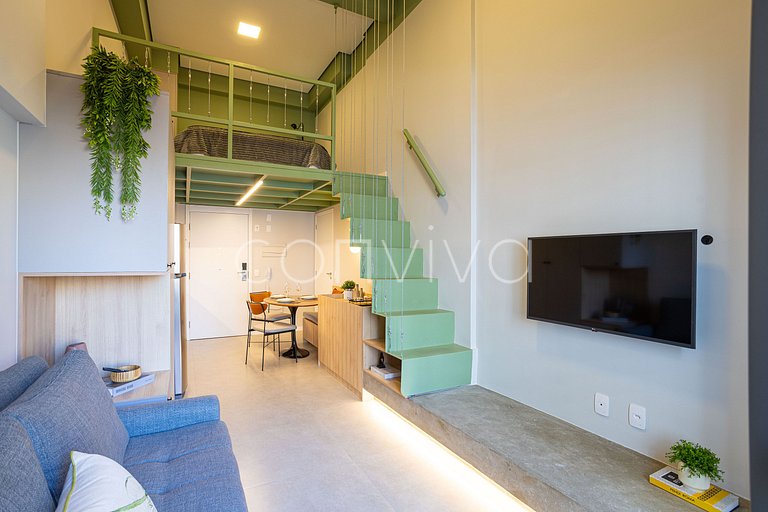 HL0402 Duplex novo | 34m² c/ varanda | Pinheiros