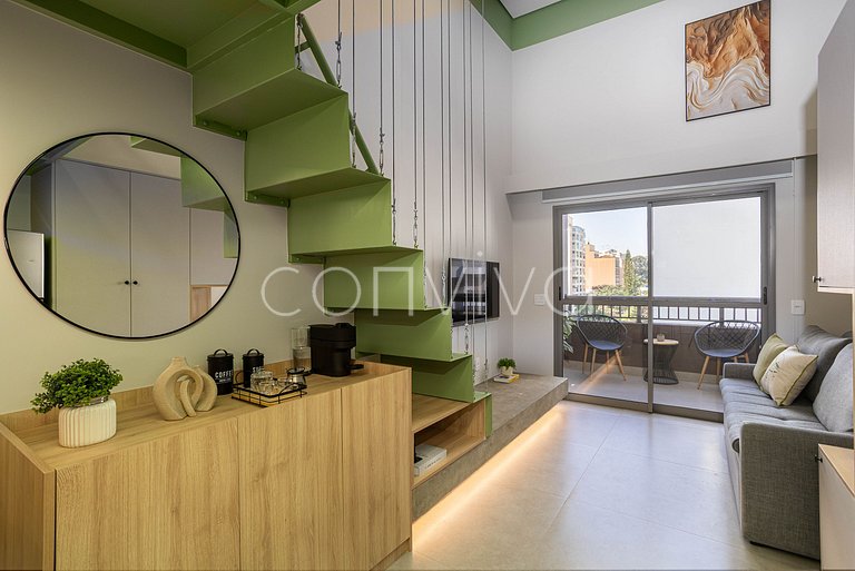 HL0402 Duplex novo | 34m² c/ varanda | Pinheiros
