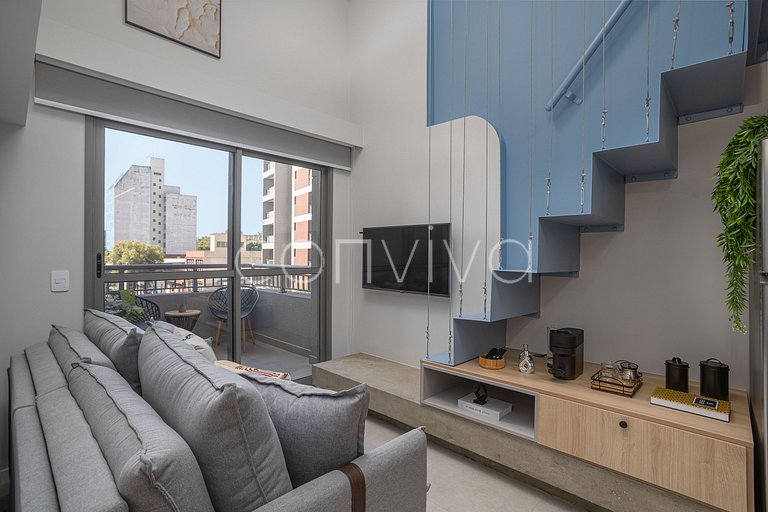 HL0403 Pinheiros Premium: Duplex | Varanda + AC